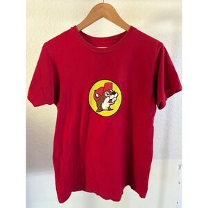 Buc-ee's Red Graphic T-Shirt Medium Short Sleeve Beaver Logo Crew Neck Mexico